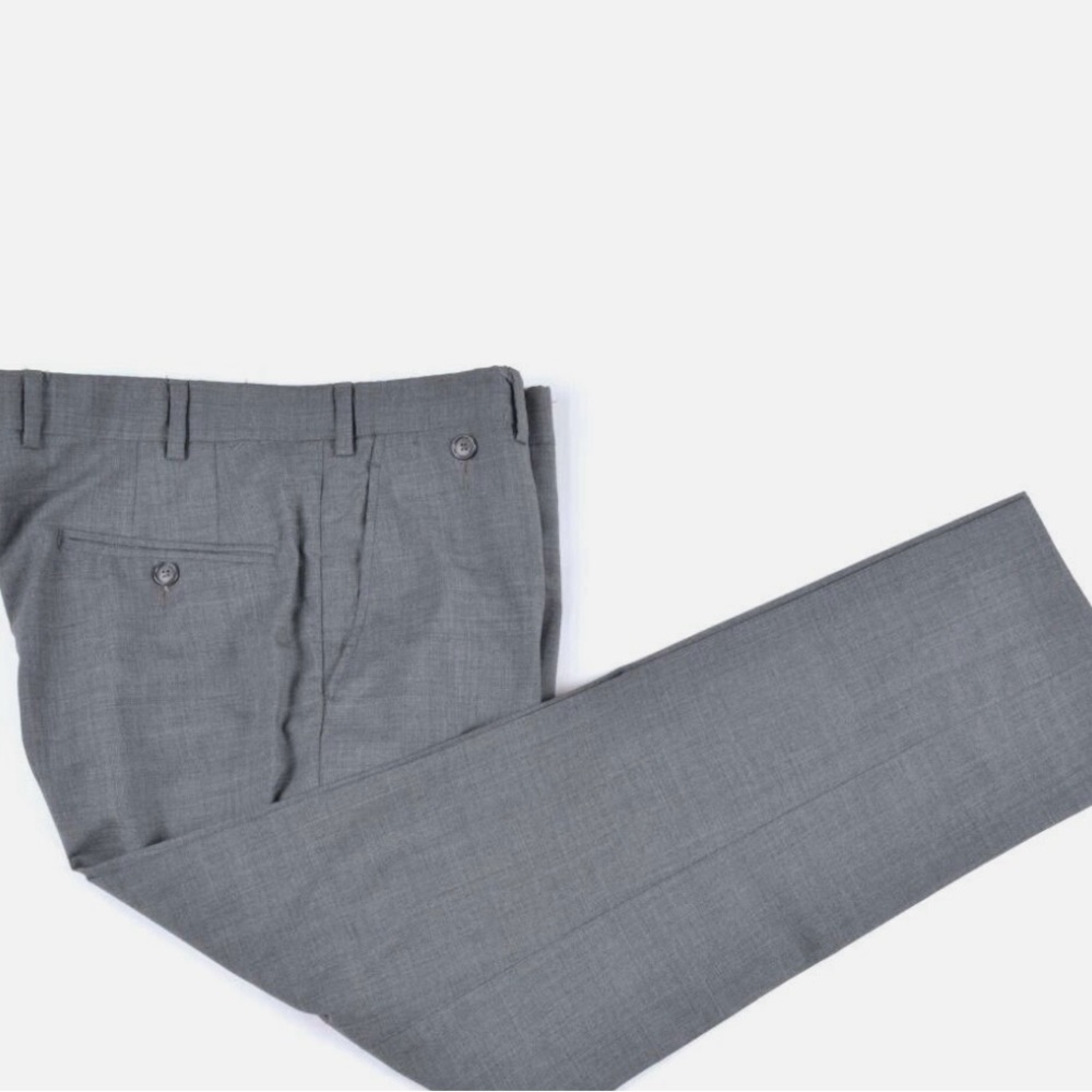 EPAULET Solid Gray Blend Mens Flat Front Luxury Pants Trousers